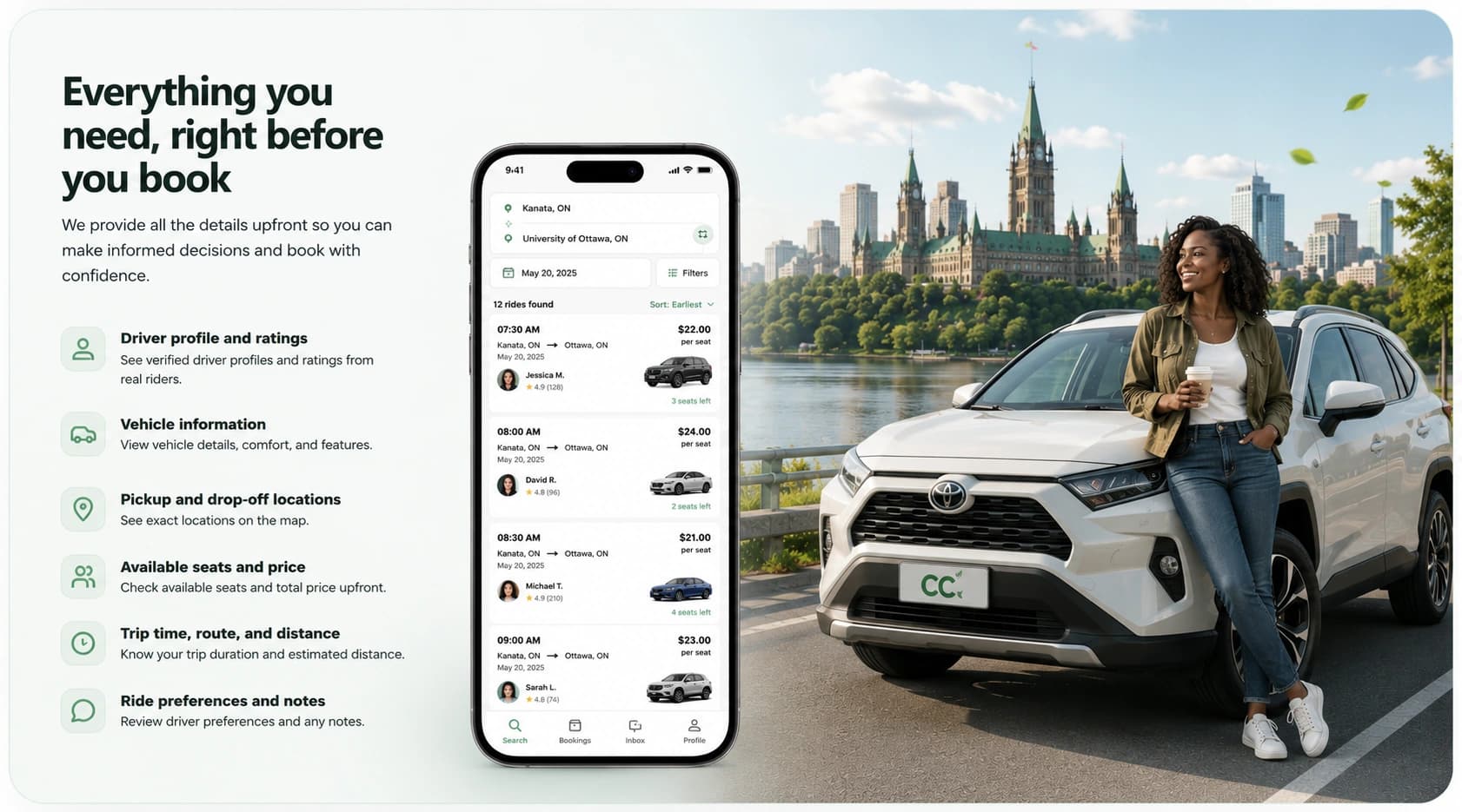 CapitalCommute driver and vehicle details preview